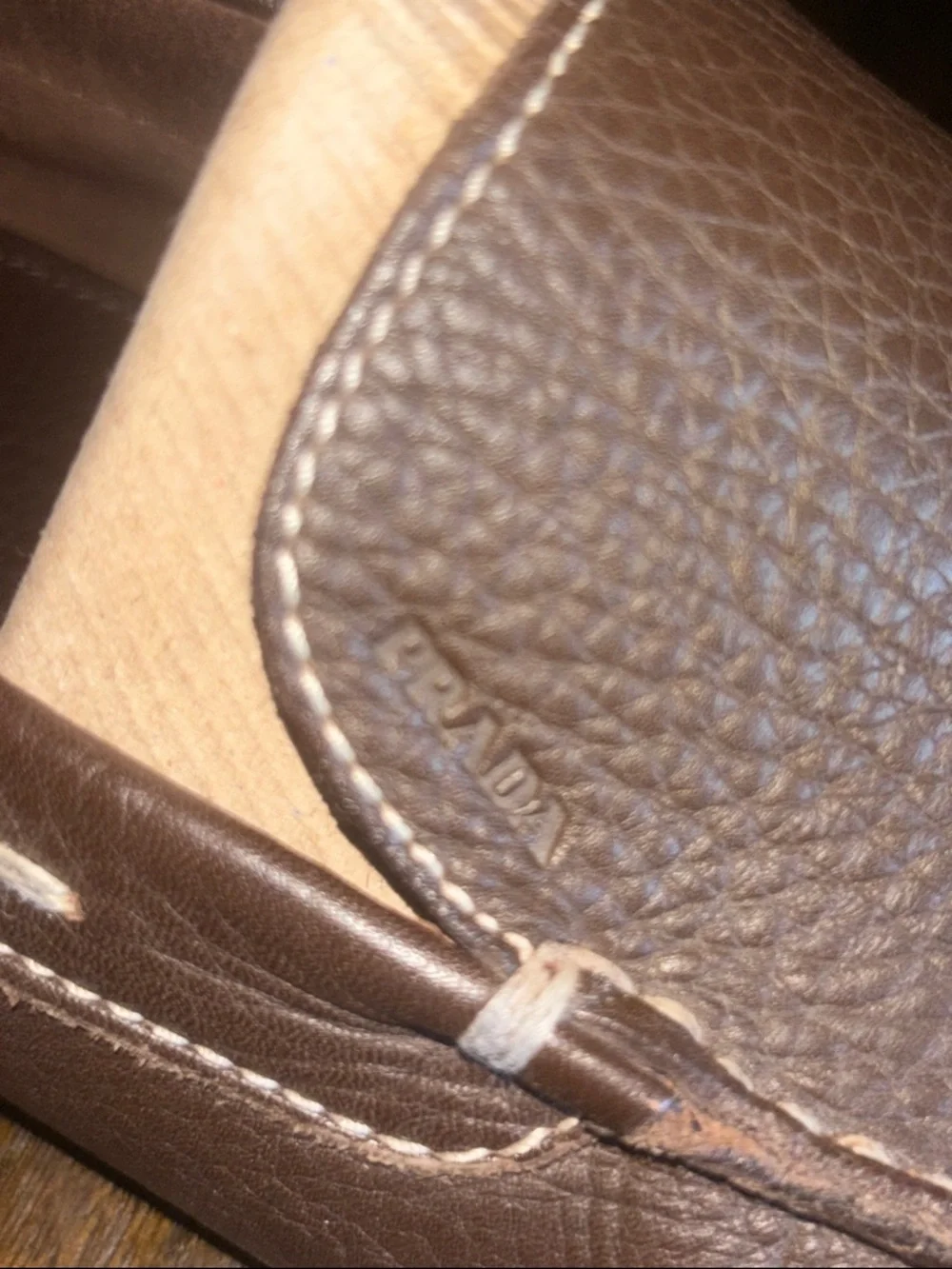 Prada Men's Brown Leather Slip-On Loafers